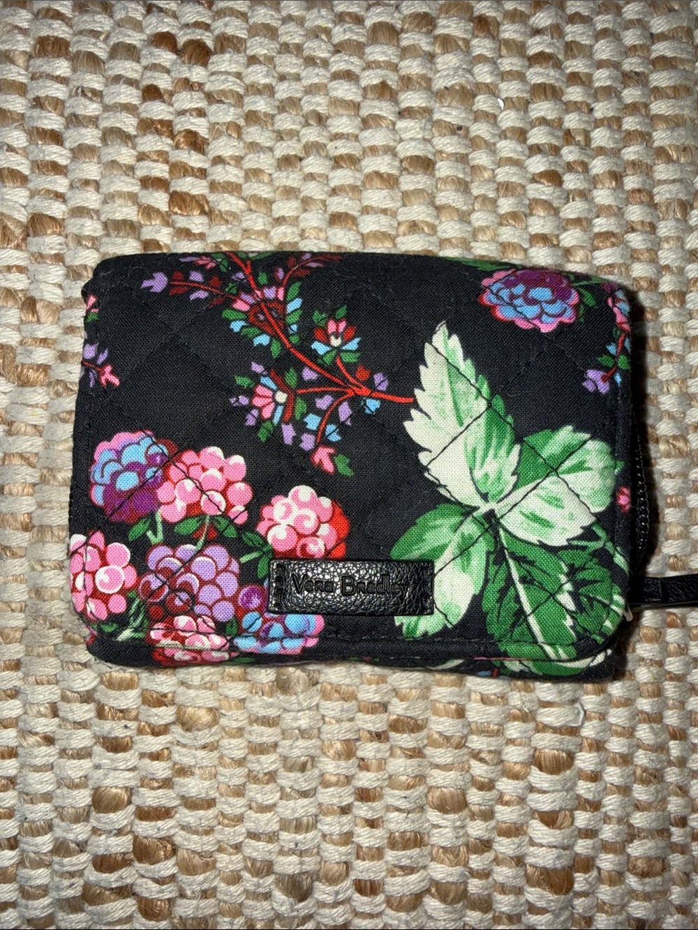 Vera Bradley Black Quilted Floral Wallet